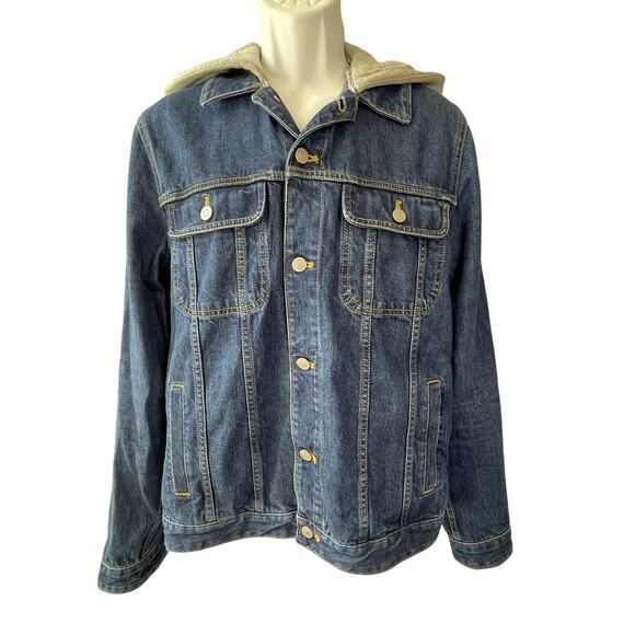 ASOS Men's Mid Wash Denim Trucker Jean Jacket with Hood Size Medium - Picture 1 of 4